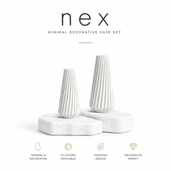 گلدان دکوراتیو مینیمال NEX با طراحی مدرن شیار‌دار در رنگ‌های مختلف مناسب دکوراسیون داخلی
